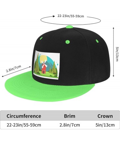 Cartoon Windmill Landscape Map Baseball Cap for Men Women Snapback Hat Adjustable Flat Bill Hats Green $14.09 Baseball Caps