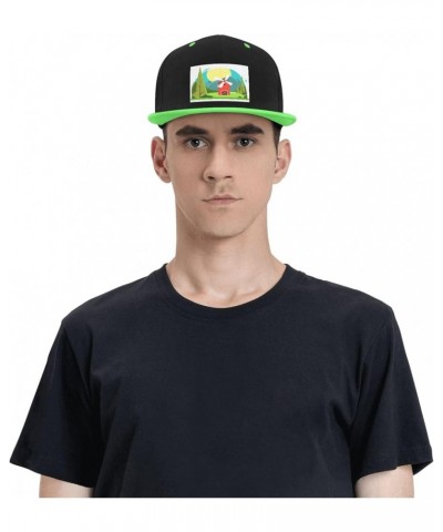 Cartoon Windmill Landscape Map Baseball Cap for Men Women Snapback Hat Adjustable Flat Bill Hats Green $14.09 Baseball Caps