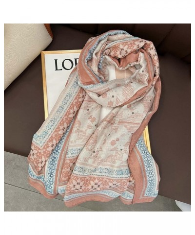 Retro Floral Scarf for Women Fashion Shawls Wraps Lightweight Thin Large Neck Scarves Fall Scarfs Pink $7.54 Scarves