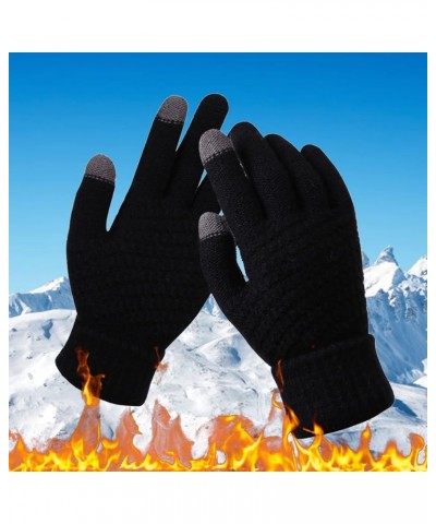 Womens Winter Gloves Touch screen Fingers Cashmere Windproof Running Gloves Warm Knit Lining Gloves for Cold weather B-c $8.4...