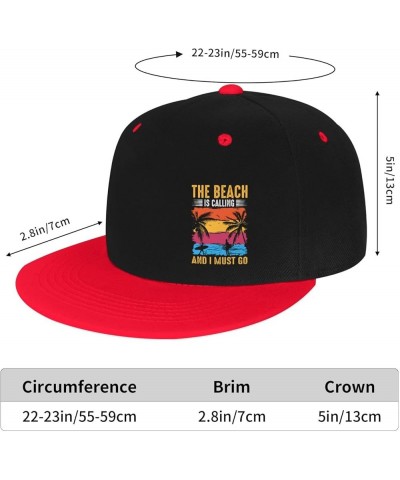 The Beach is Calling and I Must Go Beach Snapback Hats for Men Women Hat Baseball Cap Flat Bill Visor White Hat Red $12.49 Ba...