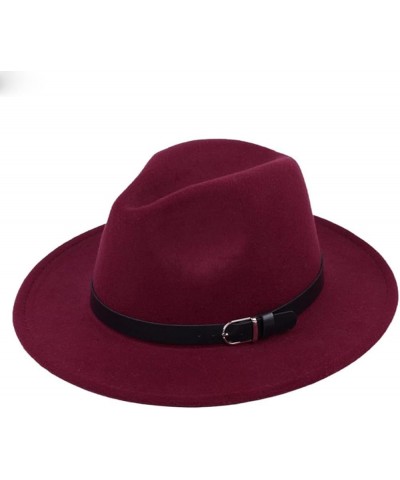 British Fedora Hat Men Women Imitation Woolen Winter Felt Hats Jazz Hat 59-60CM Royal Blue $20.48 Fedoras