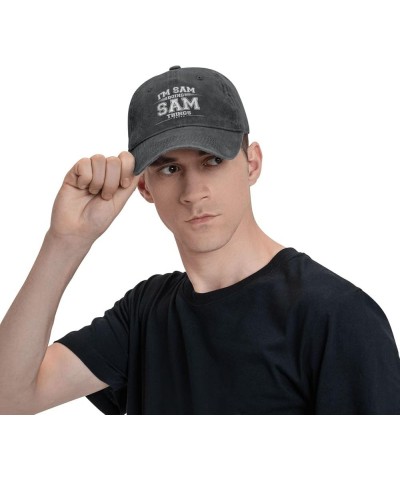 Cool Hat I'm Sam Doing Sam Things Adjustable Vintage Cowboy Baseball Caps Women Men Gift Dad Hats Black $11.58 Baseball Caps