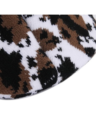 Unisex Cow Print Beanie with Fleece Lining Winter Warm Knitted Hat for Women Men Soft Cuffed Skull Cap (A) A $11.43 Skullies ...