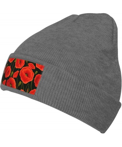 Poppy Flowers Print Knitted Hat Adult Beanie Hat,Elastic Brimless Cap, Doudou Hat Christmas,Birthdays Deep Heather $9.18 Skul...