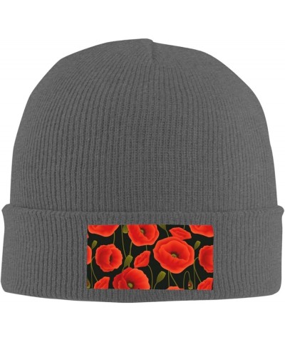 Poppy Flowers Print Knitted Hat Adult Beanie Hat,Elastic Brimless Cap, Doudou Hat Christmas,Birthdays Deep Heather $9.18 Skul...