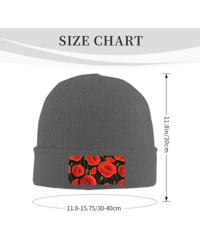 Poppy Flowers Print Knitted Hat Adult Beanie Hat,Elastic Brimless Cap, Doudou Hat Christmas,Birthdays Deep Heather $9.18 Skul...