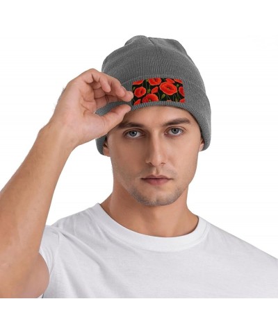 Poppy Flowers Print Knitted Hat Adult Beanie Hat,Elastic Brimless Cap, Doudou Hat Christmas,Birthdays Deep Heather $9.18 Skul...