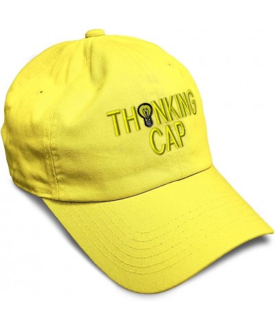 Soft Baseball Cap Thinking Cap Think Quote Twill Cotton Motivate Dad Hats for Men & Women Yellow Design Only $11.61 Baseball ...