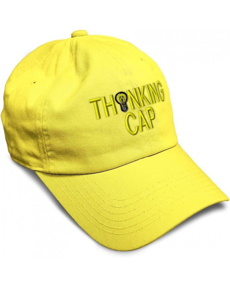 Soft Baseball Cap Thinking Cap Think Quote Twill Cotton Motivate Dad Hats for Men & Women Yellow Design Only $11.61 Baseball ...