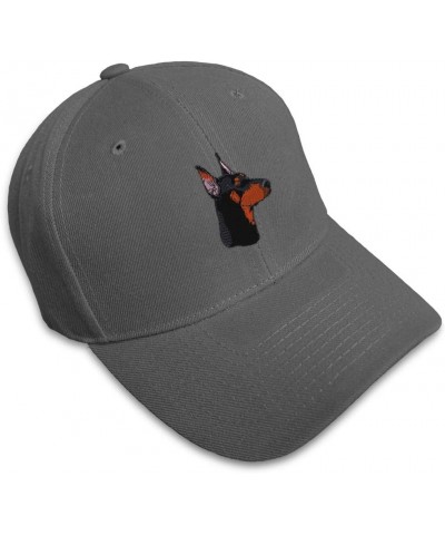 Custom Baseball Cap Doberman Head Embroidery Acrylic Dad Hats for Men & Women Dark Grey Design Only $11.07 Baseball Caps