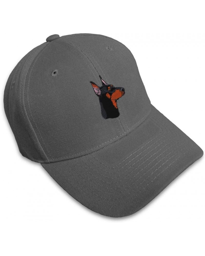 Custom Baseball Cap Doberman Head Embroidery Acrylic Dad Hats for Men & Women Dark Grey Design Only $11.07 Baseball Caps