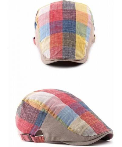 Fashion Men Hat Cotton Golf Driving Plaid Beret Cabbie Hat Newsboy Flat Sun Summer Cap (Color : A, Size : Adjutable 55-60cm) ...