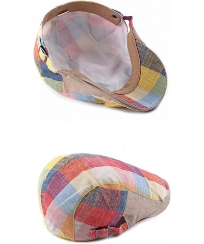 Fashion Men Hat Cotton Golf Driving Plaid Beret Cabbie Hat Newsboy Flat Sun Summer Cap (Color : A, Size : Adjutable 55-60cm) ...