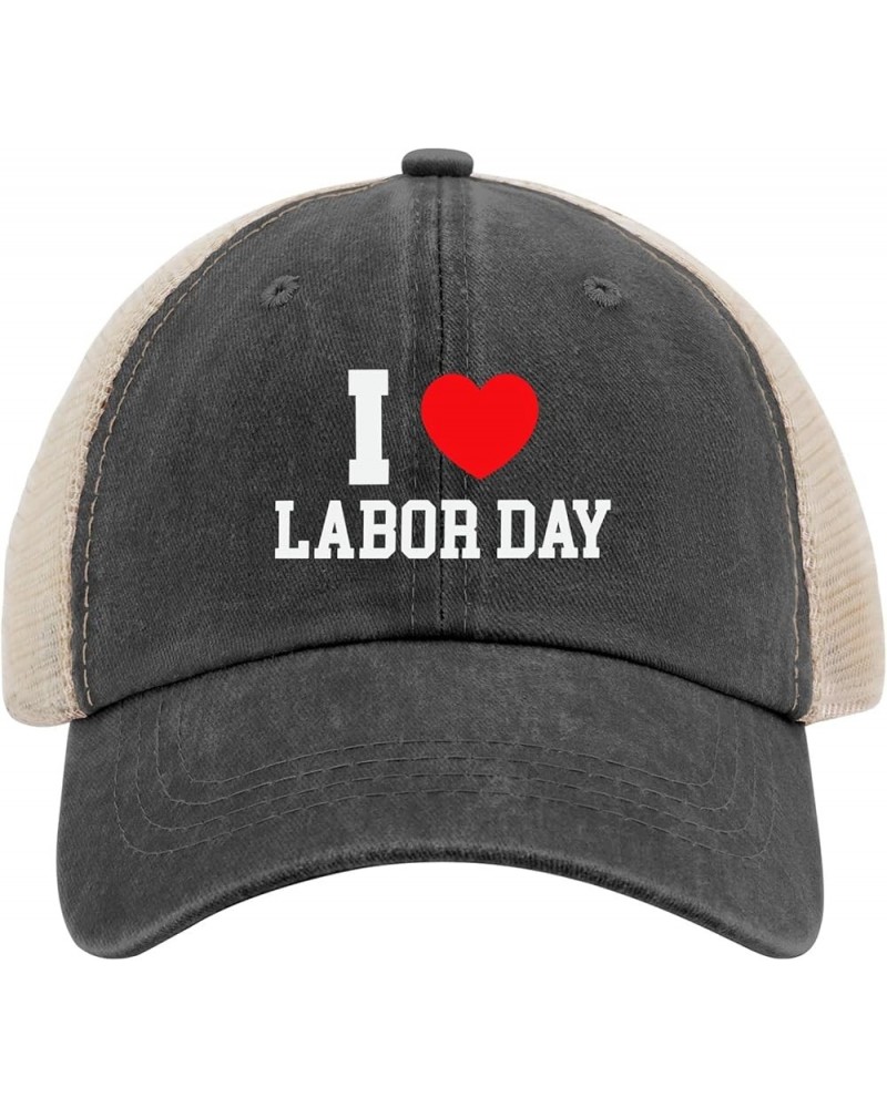 I Love Labor Day Cap Cute Hat Allblack Mens Baseball Cap Gifts for Mom Cool Caps Allblack $11.72 Sun Hats