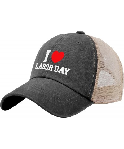 I Love Labor Day Cap Cute Hat Allblack Mens Baseball Cap Gifts for Mom Cool Caps Allblack $11.72 Sun Hats