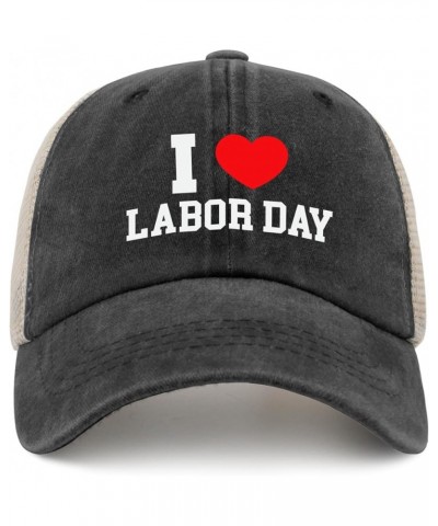 I Love Labor Day Cap Cute Hat Allblack Mens Baseball Cap Gifts for Mom Cool Caps Allblack $11.72 Sun Hats