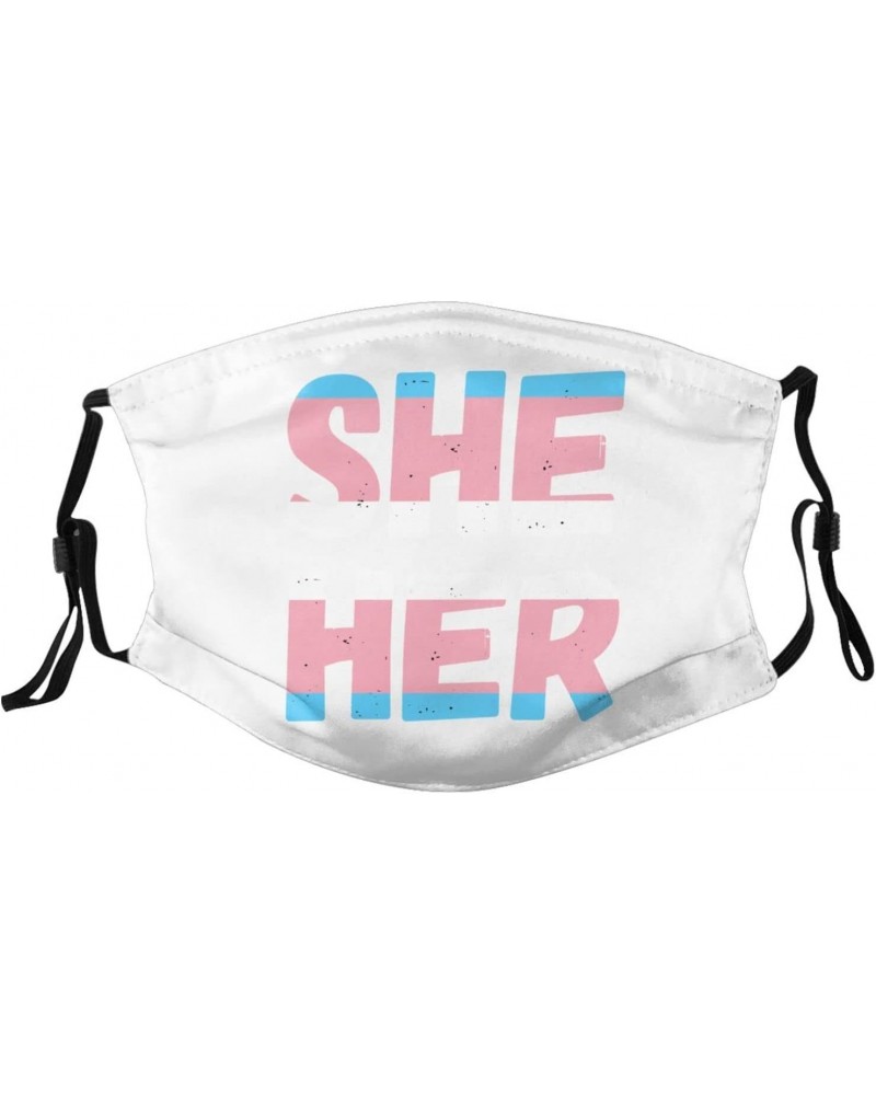 She Her Trans Pride Mask Protect Respiratory System Breathe with Peace of Mind Black $8.66 Balaclavas