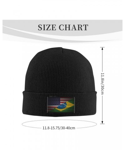 USA Brazil Flag Unisex Four Seasons Knitted Hat Winter Warm Hats Hats for Men Women One Size Black $10.79 Skullies & Beanies