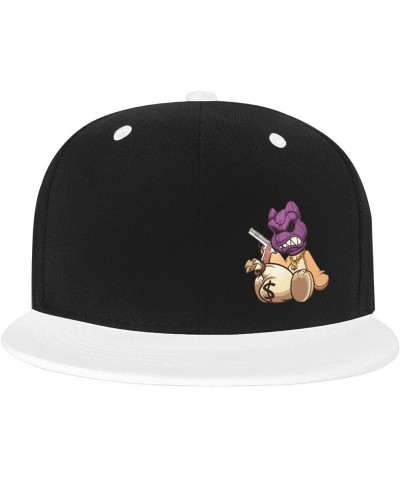 Ski Mask Teddy Bear Snapback Hat Flat Bill Hat Baseball Cap for Men Women Flat Brim Hats White $11.06 Baseball Caps