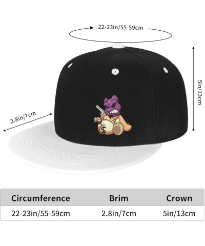 Ski Mask Teddy Bear Snapback Hat Flat Bill Hat Baseball Cap for Men Women Flat Brim Hats White $11.06 Baseball Caps