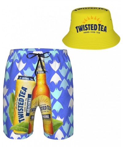 T-Wisted T-Ea Men's Beach Combo: Packable Bucket Hat&Quick Dry Shorts¨CTrendy Print Fisherman Cap & Drawstring Swim Trunks 27...