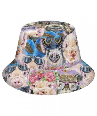 Portrait Pigs Bucket Hat for Women Men Packable Bucket Hat Unisex Fisherman Hats for Fall Winter Outdoor Travel Multicolor $1...