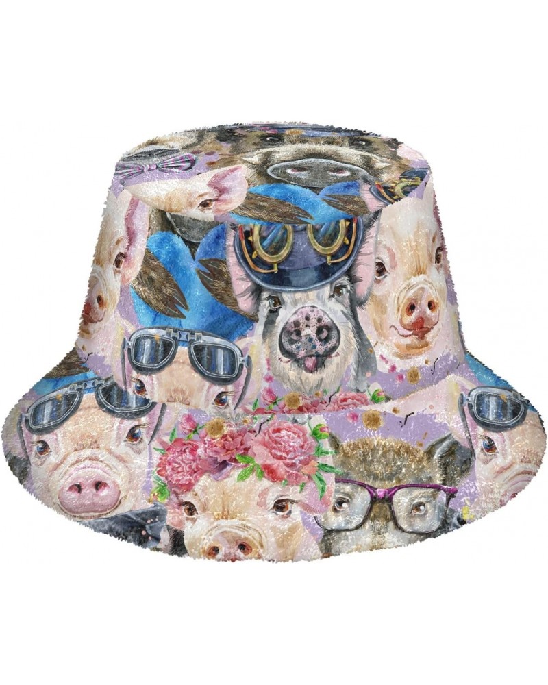 Portrait Pigs Bucket Hat for Women Men Packable Bucket Hat Unisex Fisherman Hats for Fall Winter Outdoor Travel Multicolor $1...