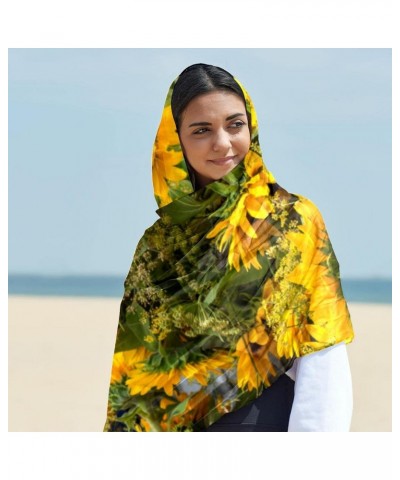 Women's Silk Scarf Infinity Lightweight Scarves Shawl Wraps Fashion Sunscreen Shawls for Spring Summer Fall Winter, Floral Su...