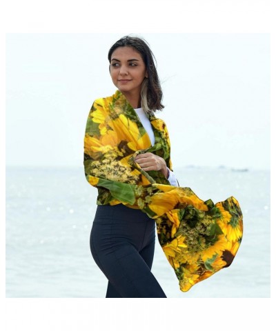 Women's Silk Scarf Infinity Lightweight Scarves Shawl Wraps Fashion Sunscreen Shawls for Spring Summer Fall Winter, Floral Su...