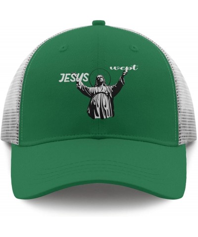 Jesus Wept Baseball Cap Mountain hat Apricot Trucker Hats Women Gifts for Men Golf Cap Green $11.06 Baseball Caps