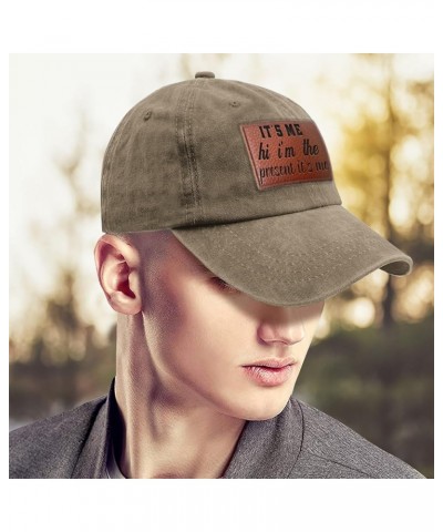 It's me hi I'm The Present It's me Ball Cap Vintage Cool Hats Gifts for Boyfriends Who Like Engraved,Running Cap Pigment Khak...