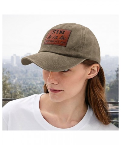 It's me hi I'm The Present It's me Ball Cap Vintage Cool Hats Gifts for Boyfriends Who Like Engraved,Running Cap Pigment Khak...