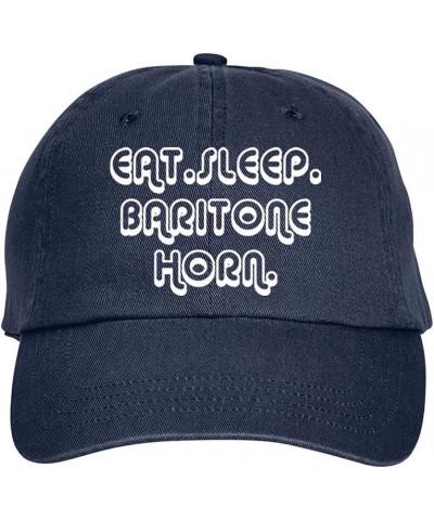 EAT Sleep Baritone Horn Hat Baseball Cap Distressed Classic Polo Style Adjustable, t36 Navy Blue $10.15 Baseball Caps