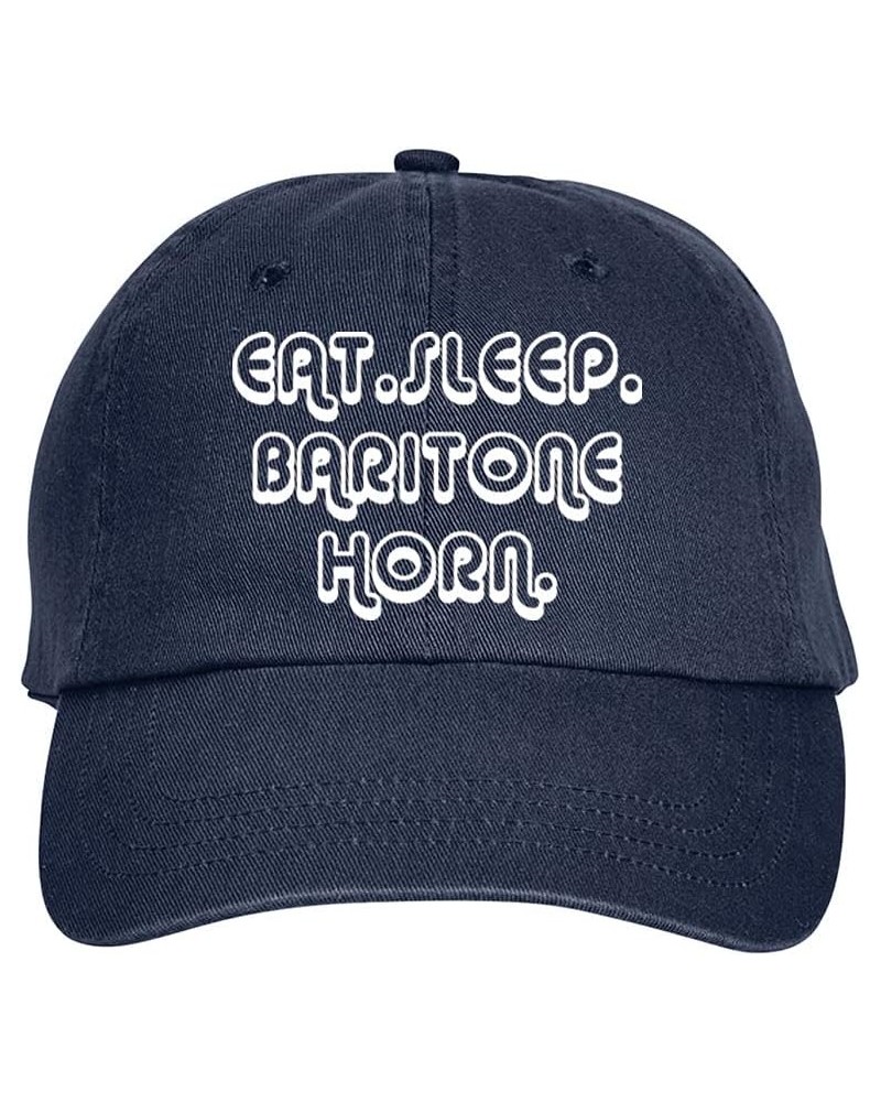 EAT Sleep Baritone Horn Hat Baseball Cap Distressed Classic Polo Style Adjustable, t36 Navy Blue $10.15 Baseball Caps