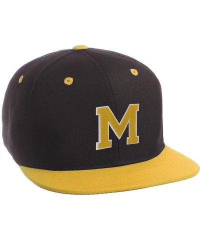 Classic Snapback Hat Custom A to Z Initial Letters, Black Gold Cap White Gold Initial M $12.49 Baseball Caps