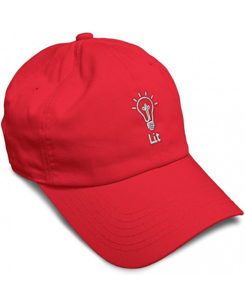 Soft Baseball Cap Lit Light Bulb Cotton Dad Hats for Men & Women Red $16.81 Baseball Caps