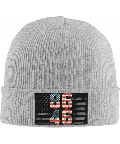 86 46 Impeach Biden Knit Hats Winter Warm Chunky Beanie Hat for Men Women Gray $13.30 Skullies & Beanies