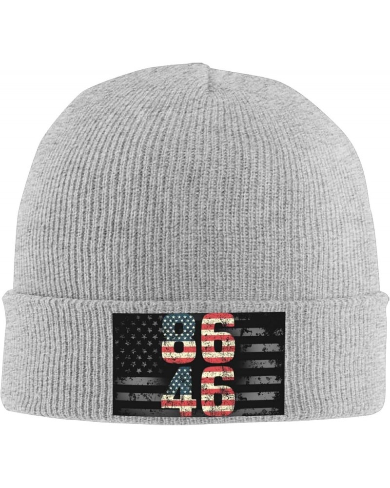 86 46 Impeach Biden Knit Hats Winter Warm Chunky Beanie Hat for Men Women Gray $13.30 Skullies & Beanies