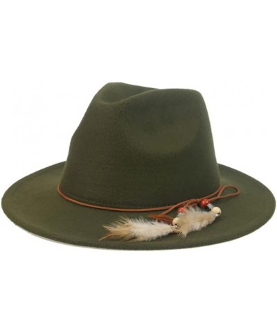 Women Hat Fedoras Hats for Women Solid Felt Hats for Men Casual Rope Feather Fedora Women Hat Chapeau Femme Blue $13.88 Fedoras