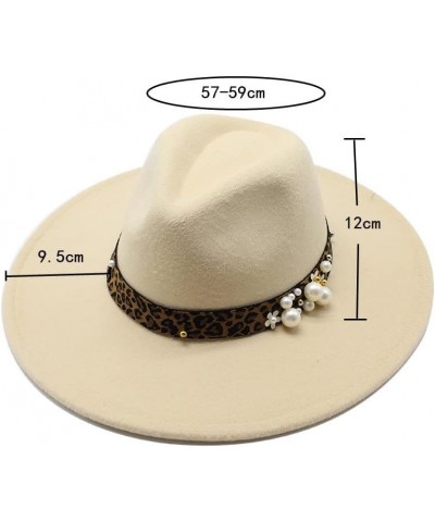 9.5cm Big Brim Jazz Hat and Winter Woolen Hat for Men and Women Peach Top Leopard Pattern Felt Hat Fengyan Cowboy Hats Light ...