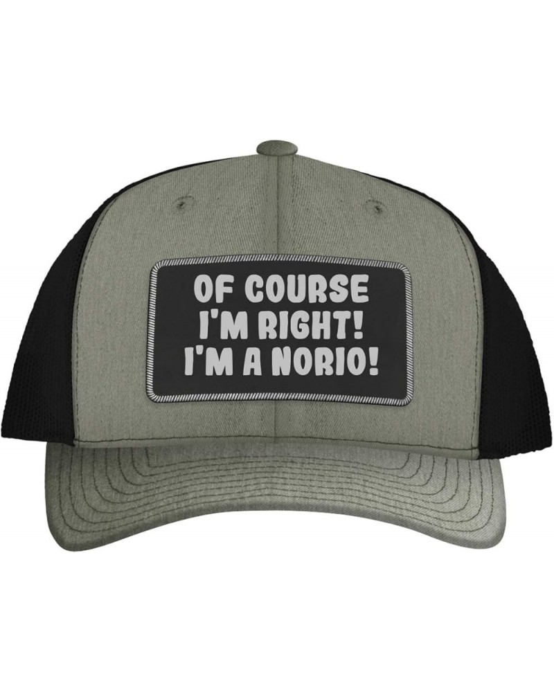 of Course I'm Right! I'm A Norio! - Leather Black Patch Engraved Trucker Hat Heather/black $18.80 Baseball Caps