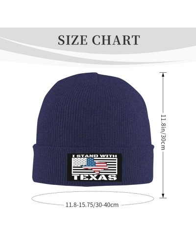 I Stand with Texas Knit Hat USA State of Texas Flag Knit Hat for Men Women Warm Winter Hats Funny Beanie Fashion Cap Navy Blu...