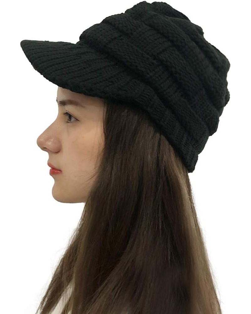 Casual Plush Hats Knit Solid Crochet Women Stitching Baseball Caps Baseball Caps for Toddlers Girls Black-a $9.18 Cowboy Hats