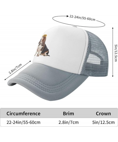 Basset Hound Dog wear Sunflower Mesh Baseball Cap, Floral Adjustable Trucker Hat Snapback Sun Hats for Men Women Gray $12.19 ...