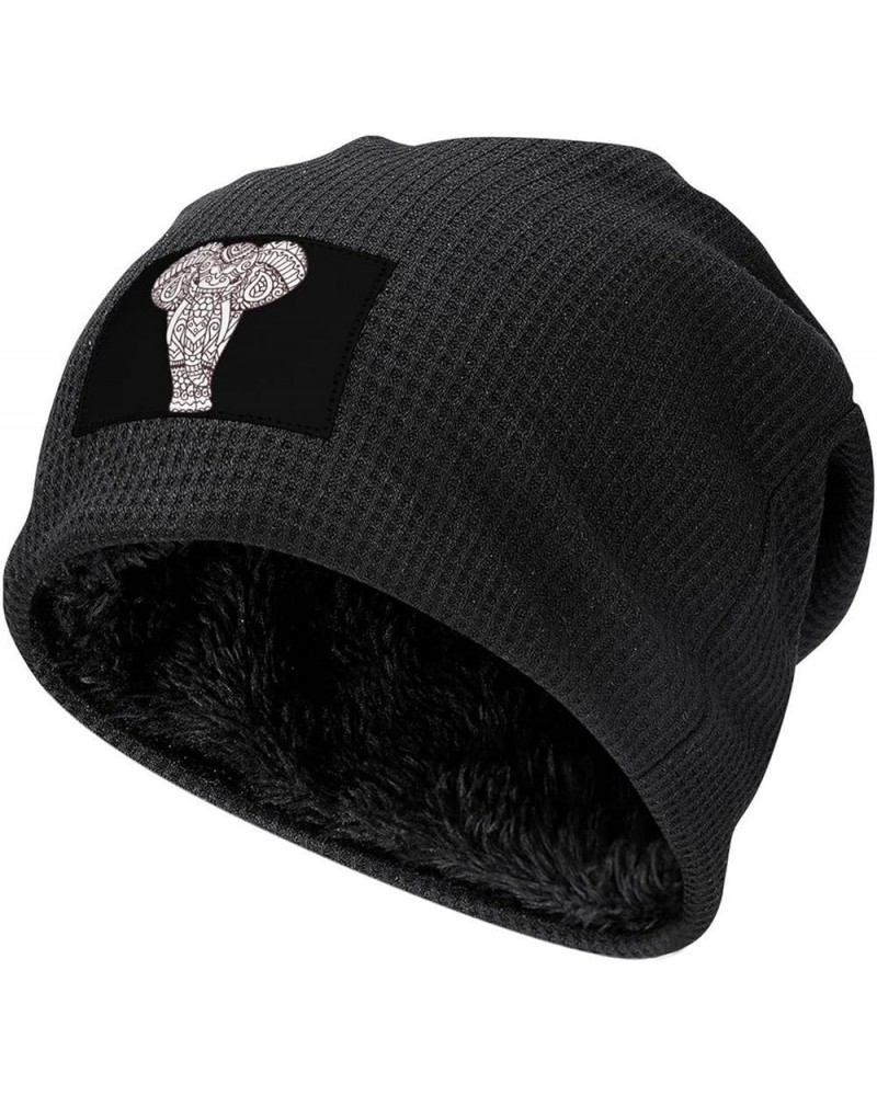 Aztec Elephant Soft Beanie Hat Winter Warm Skull Hats Plush Pullover Cap for Men Women Black-style $15.65 Skullies & Beanies