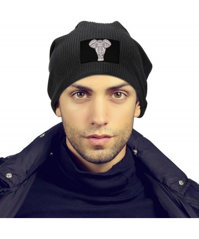 Aztec Elephant Soft Beanie Hat Winter Warm Skull Hats Plush Pullover Cap for Men Women Black-style $15.65 Skullies & Beanies