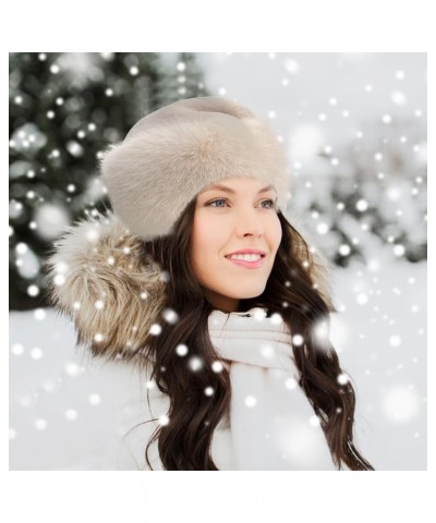 Russian Faux Fur Winter Hat, Women's Hat Warm Fox Ladies Hats for Women Cossack Style Travel Shopping Family Beige $12.83 Bom...