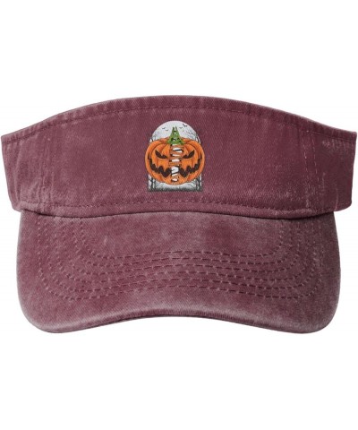 Horrible Pumpkin Sun Visor Hats for Women Men Sun Hat Vintage Golf Hat Adjustable Baseball Cap Red $11.39 Visors