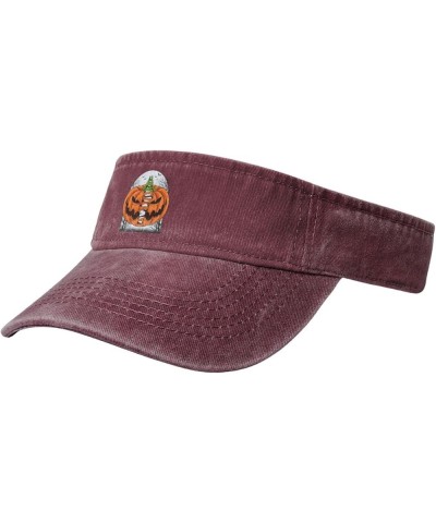 Horrible Pumpkin Sun Visor Hats for Women Men Sun Hat Vintage Golf Hat Adjustable Baseball Cap Red $11.39 Visors